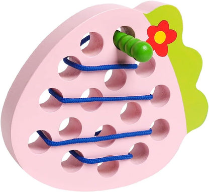 Wooden 3D Fruits Thread Lacing Kit - Strawberry