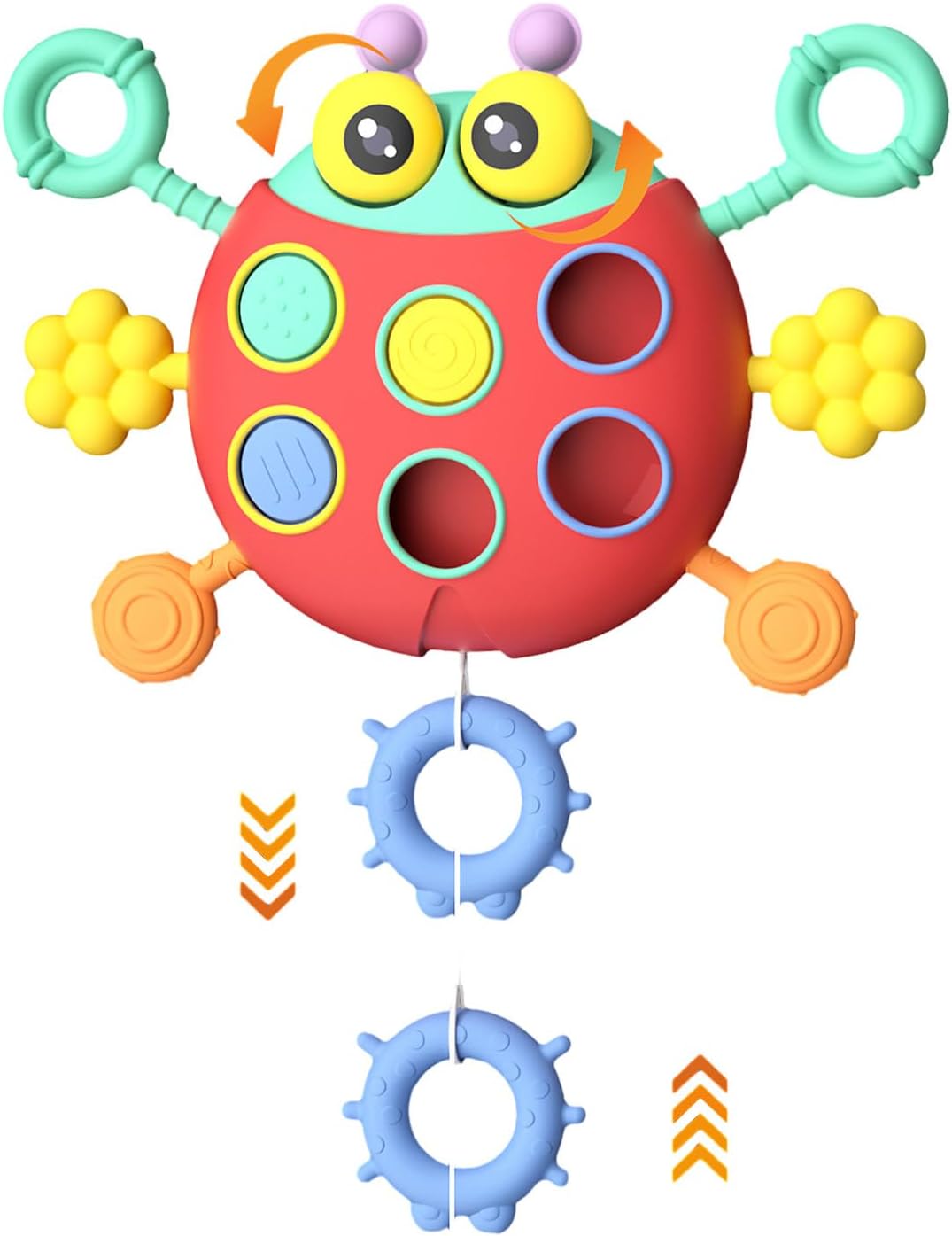 Cute Colorful Ladybug String Pull Sensory Rattle - 368