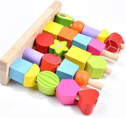 Wooden Montessori Fruits Sequence with Lacing Pattern - 050