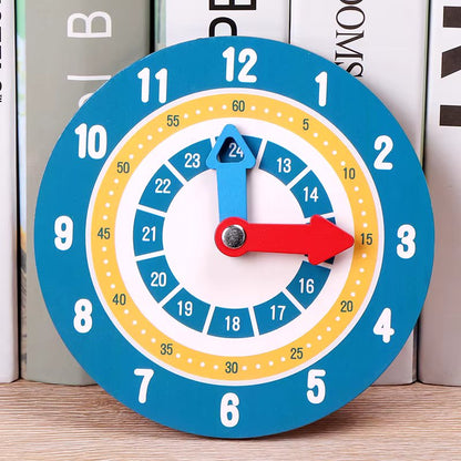 Wooden Montessori Double Sided Time Learning Math Clock - 014