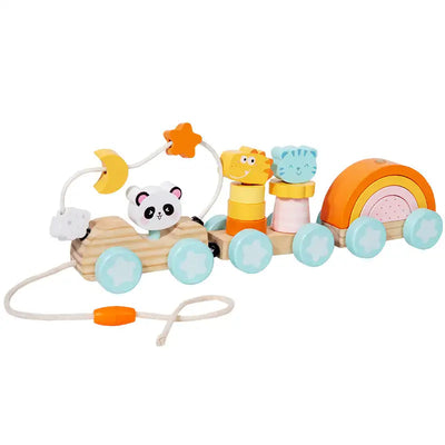 Jouet de train à tirer en bois Montessori pour les tout-petits – Jouet d'apprentissage éducatif