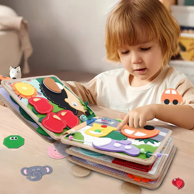 Fidtoy Felt Montessori Activity Book – 16 Page Busy Book for Toddlers