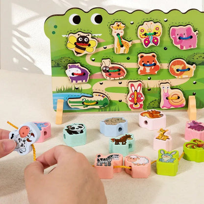 Wooden Animal Lace Pull String Kit - 062