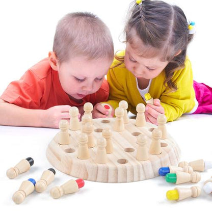 Wooden Colour Memory Chess Family Fun Game.