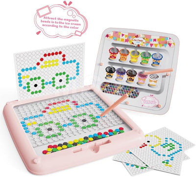 Tablero de dibujo magnético 2 en 1 con cuentas magnéticas y combinación de colores - 134