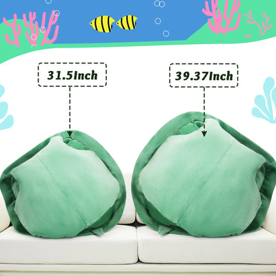 80CM Coque de tortue portable en peluche Grande taille Oreiller en peluche Comprend un rembourrage Costume de tortue de mer en peluche Cadeau pour enfants et adultes