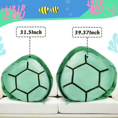 80CM Coque de tortue portable en peluche Grande taille Oreiller en peluche Comprend un rembourrage Costume de tortue de mer en peluche Cadeau pour enfants et adultes