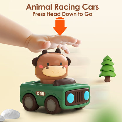 Press and Go Vehicle Car Toys, Animal Racing Cars