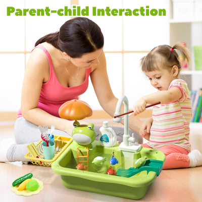 Évier de cuisine Fidtoy avec eau courante pour enfants de 3 ans et plus
