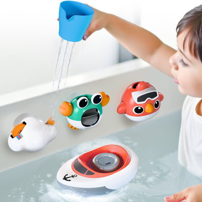 Fidtoy 5 Piece Bath Toy Set for Babies and Toddlers