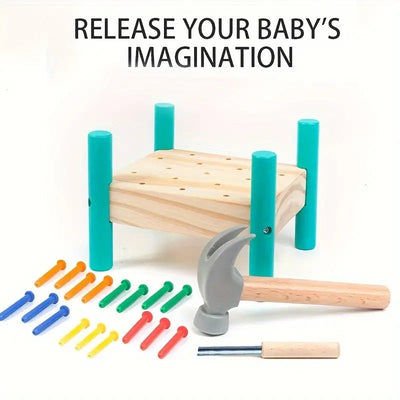Interactive Nailing Wooden Table Activity Hammering Bench - 603
