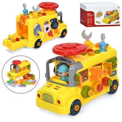 Multiple Busy Activity School Bus Tool Pretend Play Set - 517