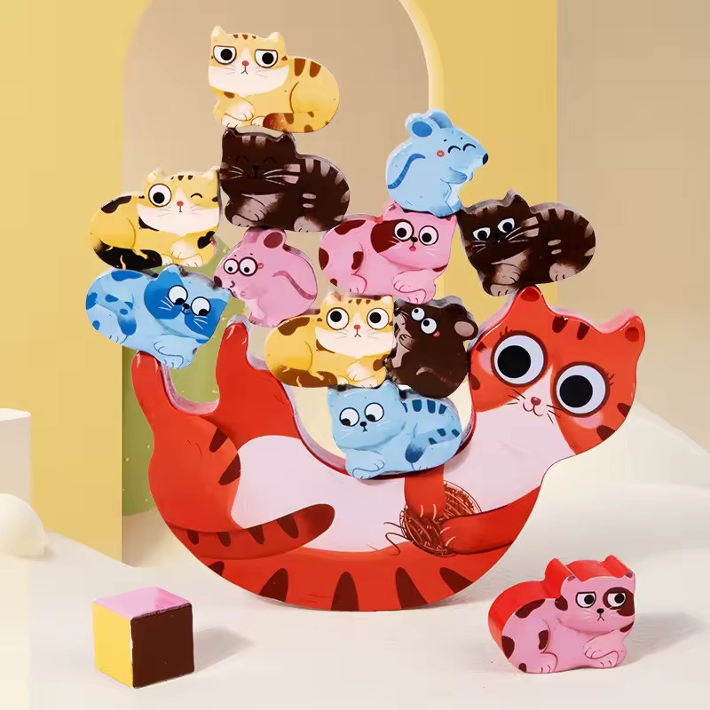 Wooden Kitten Balance 14 pieces Learning Toy