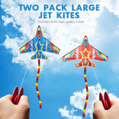 Fidtoy Ensemble cerf-volant avion de chasse pour enfants avec 2 poignées faciles à prendre en main