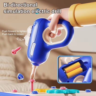 Caja de herramientas de taladro y destornillador eléctrico 3 en 1 para niños – Juego de construcción STEM, juguete educativo de ensamblaje DIY