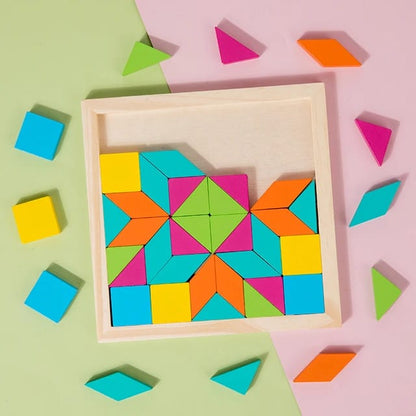 Wooden Geometrical Shapes Pattern Tangram Puzzle - 533