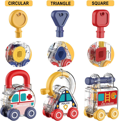 Transparent Transport and Shape Recognition Lock and Key 3 pieces - 03B