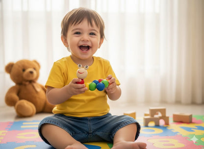 Wooden Colorful Movable Caterpillar Rattle - 017