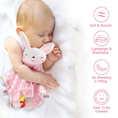 2 Pair Baby Comforter Blanket for New-born Toys Sensory Toys for Babies Baby New-born Animal Soft Toys Gifts Soft Touch Cuddle Snuggle Toys