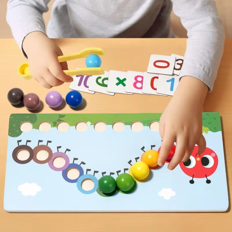 Matemáticas Montessori con orugas y aprendizaje con cuentas de colores - 549