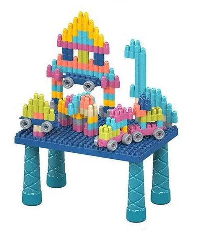 DIY Built Building Blocks Table Play Set - 140 pieces