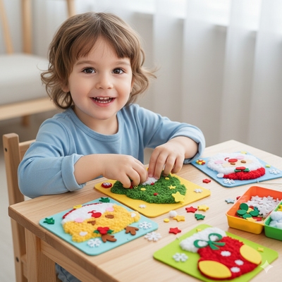 Kit de bricolage de Noël Montessori pour enfants — Ornements en feutre et ensemble d'activités des Fêtes à faire soi-même