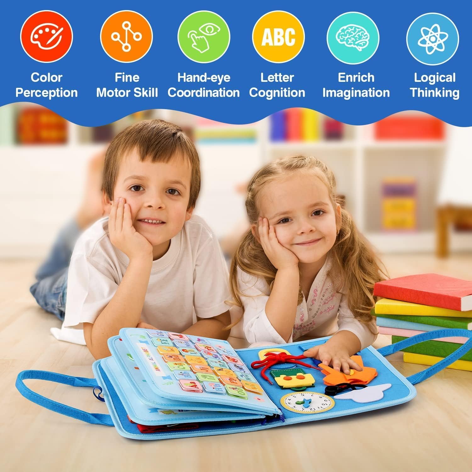 Busy Dinosaur Learning Sensory Fine Motor Book 5 Double Sided Pages - 086