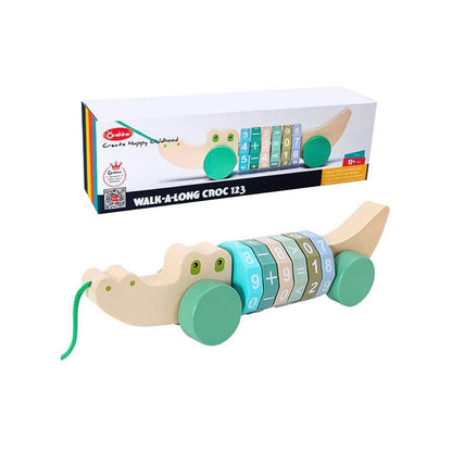 Onshine Wooden Walk-a-long Croc Wooden Pull toys Green/Pink- Fine motor skills toys