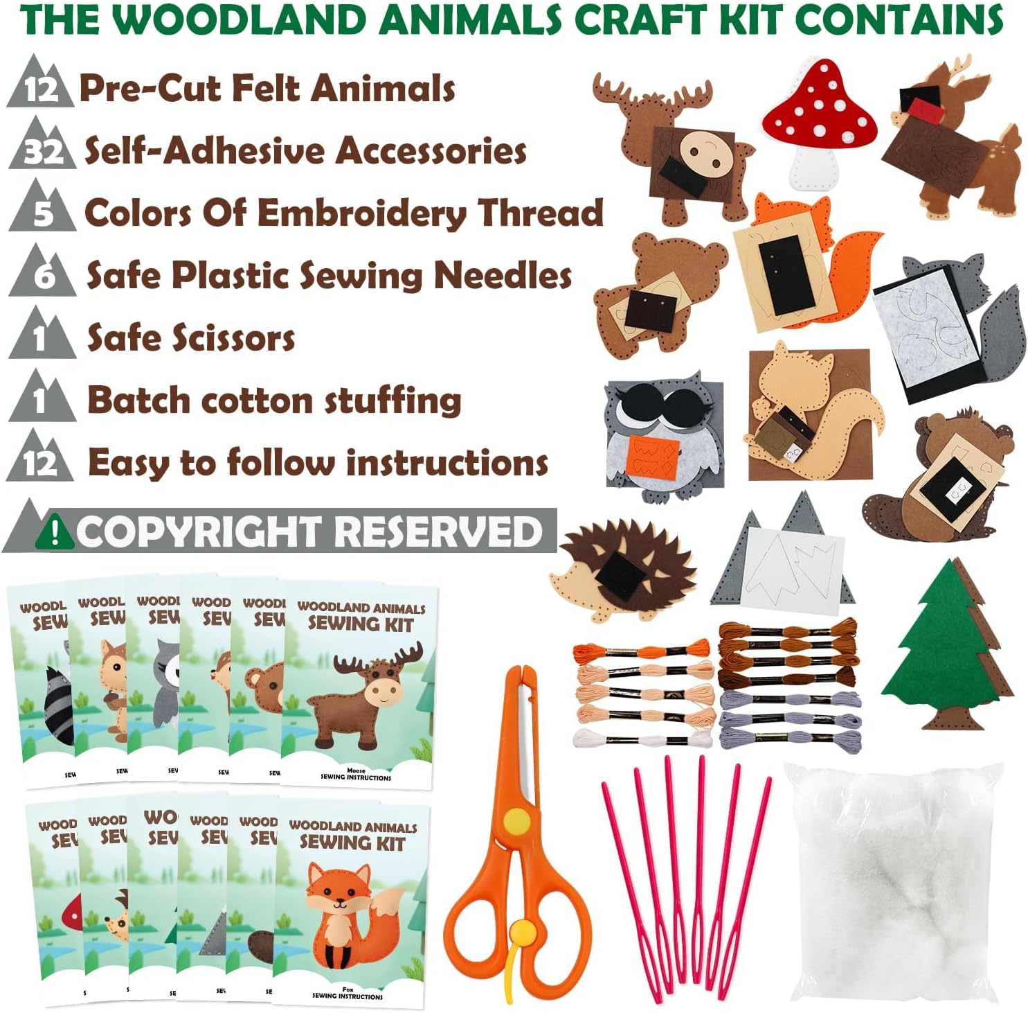 Wood Animals Sewing Craft Kit for Kids