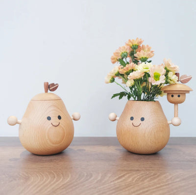 Poire Câlin--Vase de Bureau Créatif Elfe Fruitier pour Composition Florale--Décoration Maison Bureau