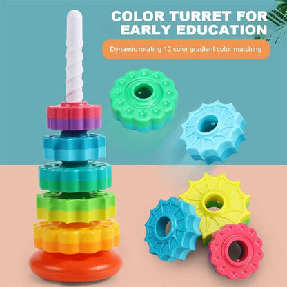 Sensory Spin Gears Stacking Five Rings Rainbow Tower - 403