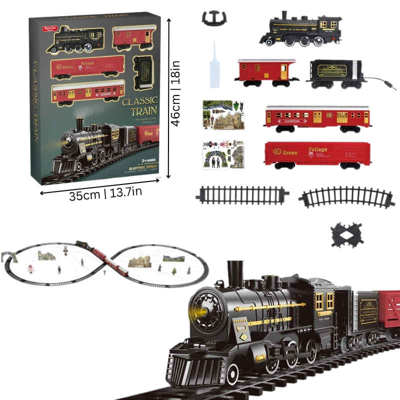 Battery-Powered Train with Smoke Effect, Light & Sound – Jackie’s Kids Track Set
