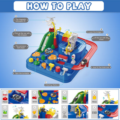 Fidtoy Car Adventure Track Set with 4 Mini Cars for Kids
