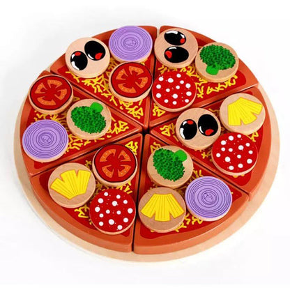 Wooden Pizza Play Set- Fine motor skills toys