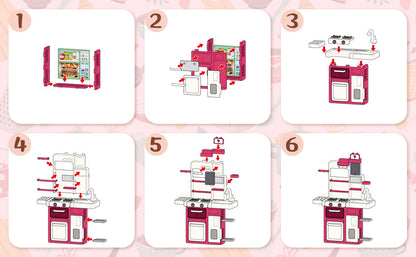 Interactive Kids Kitchen Playset with Realistic Features and Accessories with play food, stove, oven, storage space, and kitchen appliances