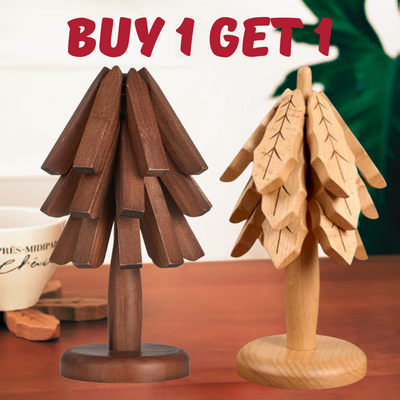 Juego de Posavasos de Aislamiento con Forma de Árbol de Pino