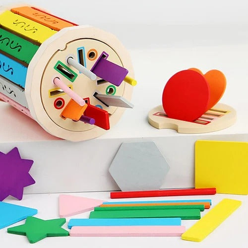 Cubo de madera para actividad de clasificación de colores - 593