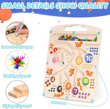 Wooden Magnetic Color and Number Maze Board - 018