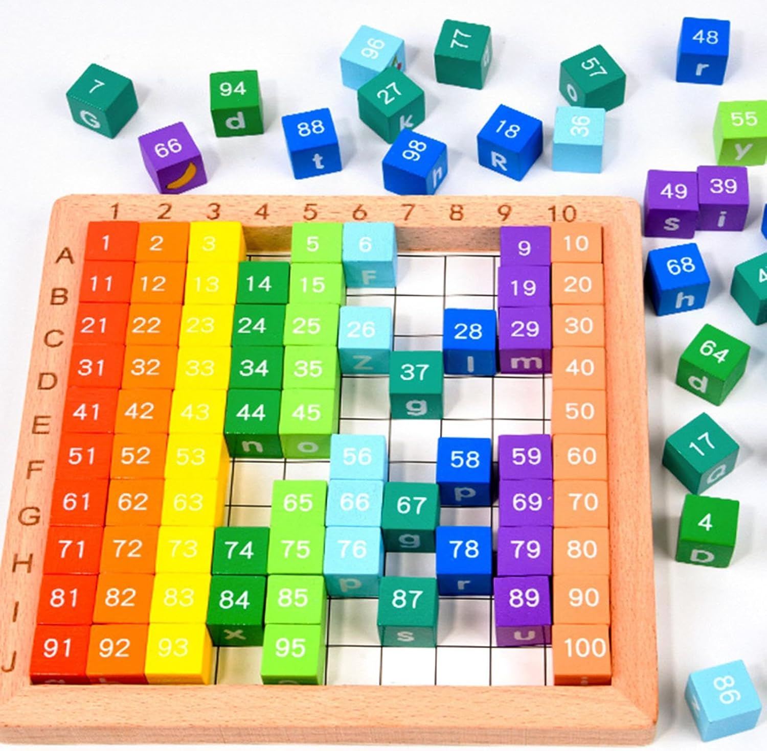 Wooden Multifunctional Number, Alphabet and Animals Pattern Blocks - 096