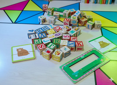 Wooden Word Building Block Box with Cards - 581