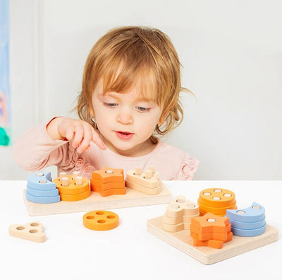 Wooden Star and Crescent Shape sorting Column - 299