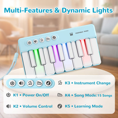Fidtoy Mini Piano Toy with Rainbow Lights for Toddlers