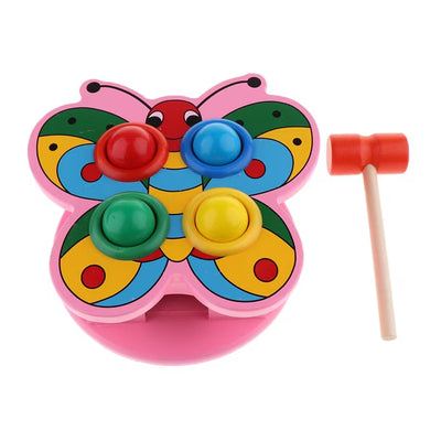 Fidtoy Wooden Pounding Animal Hammering Ball Set Montessori Fine Motor Color Recognition Toy for Kids Ages 3+
