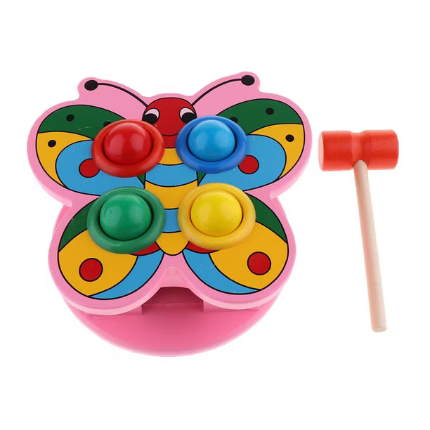 Fidtoy Wooden Pounding Animal Hammering Ball Set Montessori Fine Motor Color Recognition Toy for Kids Ages 3+