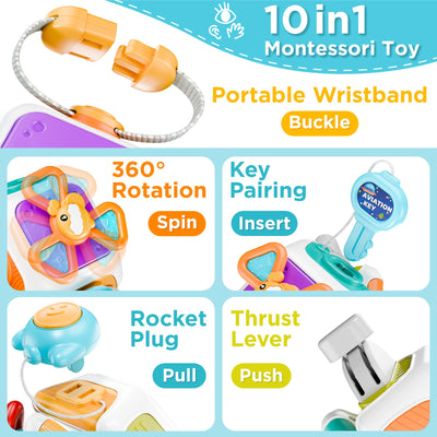 Fidtoy 10-in-1 Busy Cube Sensory Toy for Toddlers