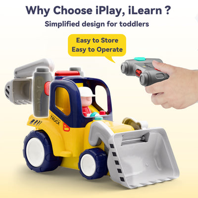 Camión de construcción teledirigido Fidtoy con luces y sonidos para niños pequeños