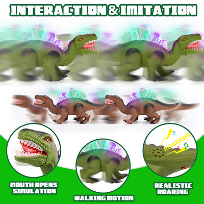 Fidtoy Walking Dinosaur Toy for Kids with Lights and Roar