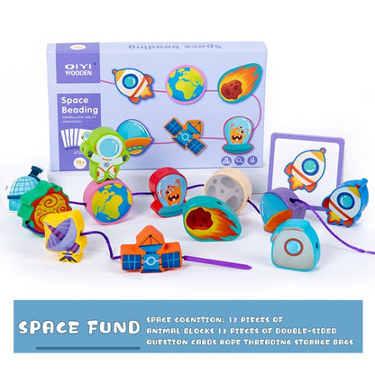 Wooden String Space Beading with 12 Cards - 698