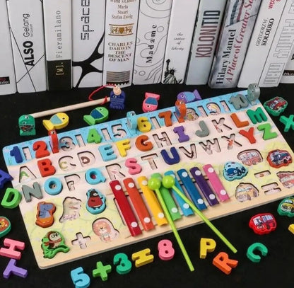 6in1 Wooden Alphanumeric Learning Xylophone Activity Board