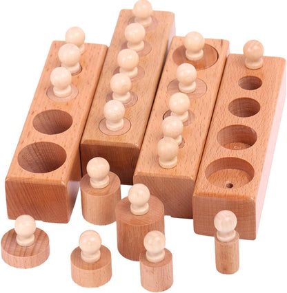 4in1 Montessori Wooden Knobbed Cylinder Socket - 085
